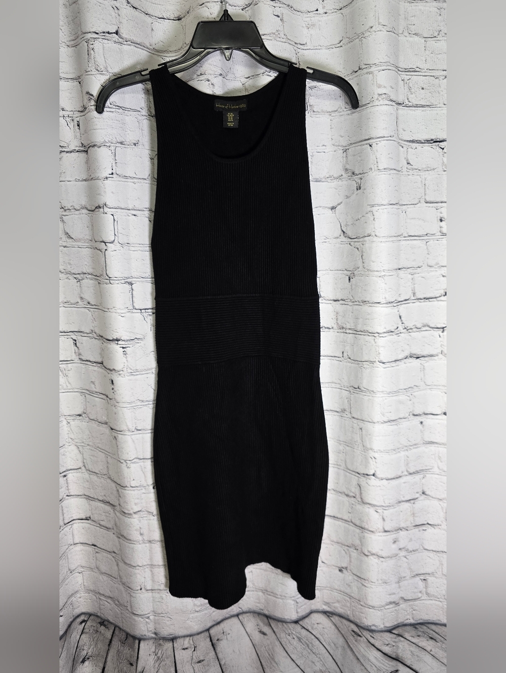 House Of Harlow Knit Sleeveless Black Ribbed Knit Tank Bodycon Dress Size Medium